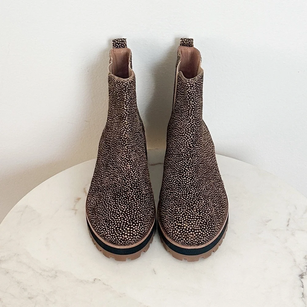 NEW Madewell Ivy Chelsea Lug Sole Boots Mini Dot Calf Hair Size 6.5